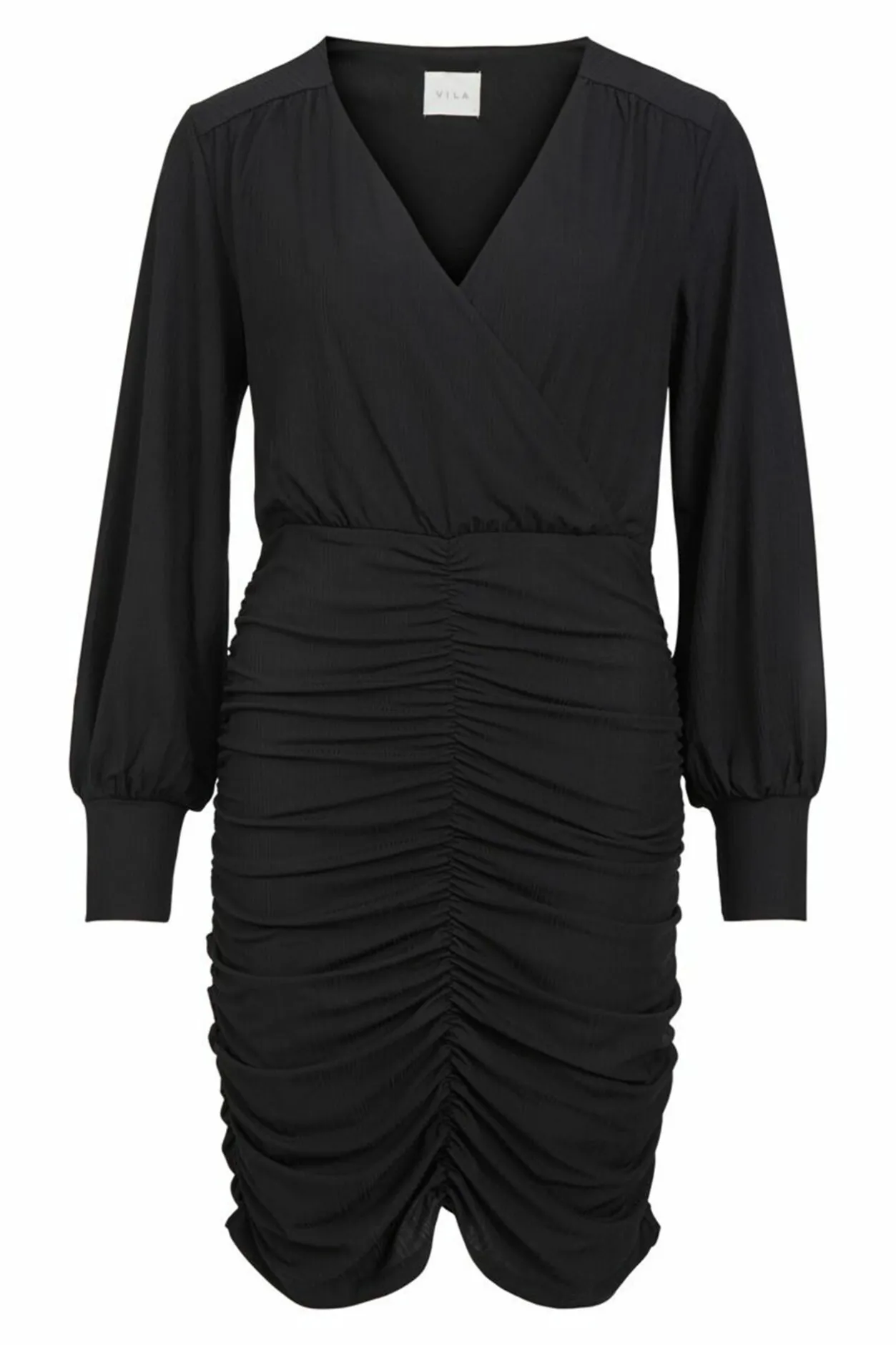 Vila Vestido corto entallado fruncido Negro Best