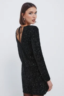 Springfield Vestido corto lentejuelas negro