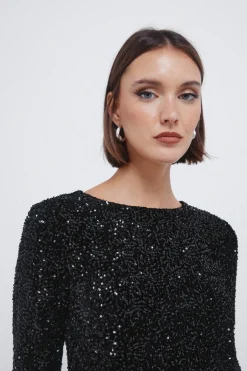 Springfield Vestido corto lentejuelas negro