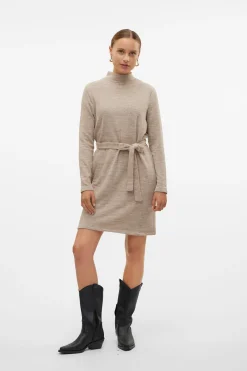 Vero Moda Vestido corto manga larga Marrón Clearance