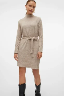 Vero Moda Vestido corto manga larga Marr&oacute;n Clearance