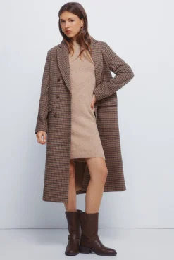 Springfield Vestido corto punto cable knit nude