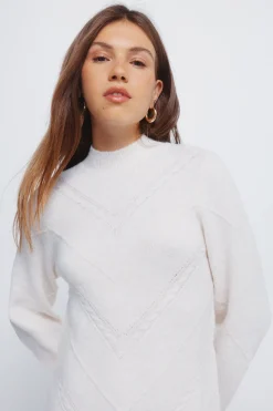 Springfield Vestido corto punto cable knit nude Clearance