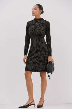 Cortefiel Vestido corto toques brillantes Negro Clearance