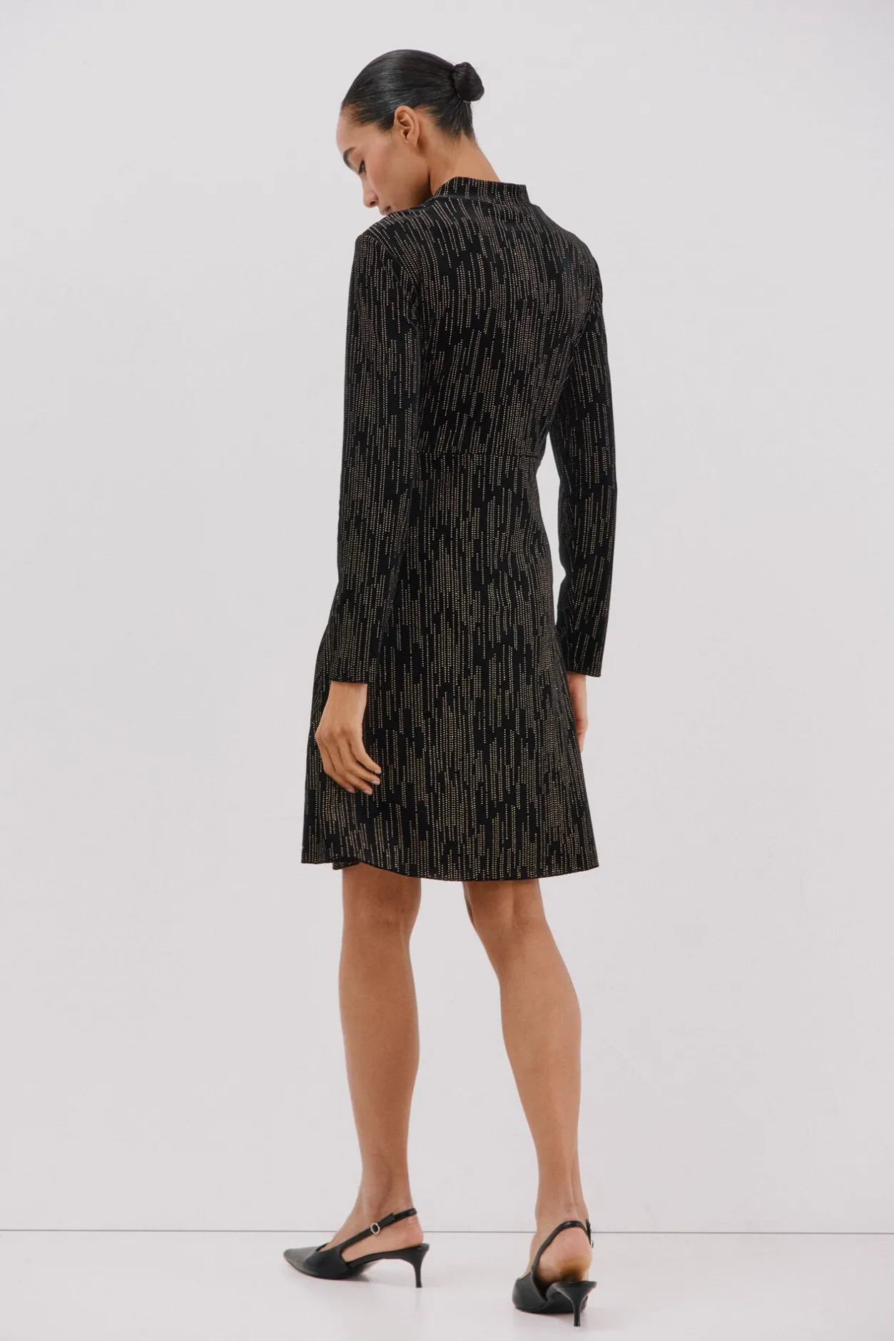 Cortefiel Vestido corto toques brillantes Negro Clearance