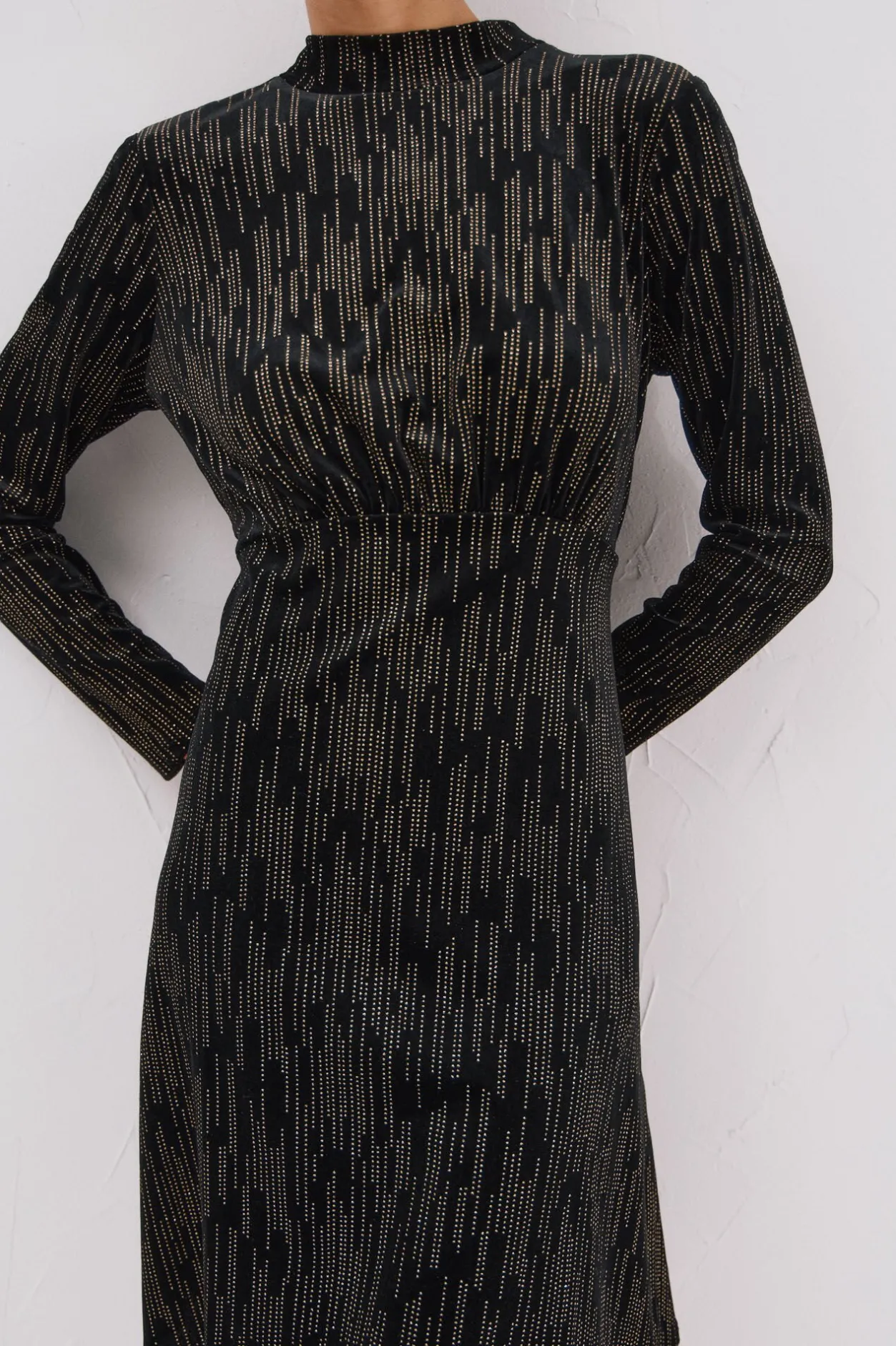 Cortefiel Vestido corto toques brillantes Negro Clearance