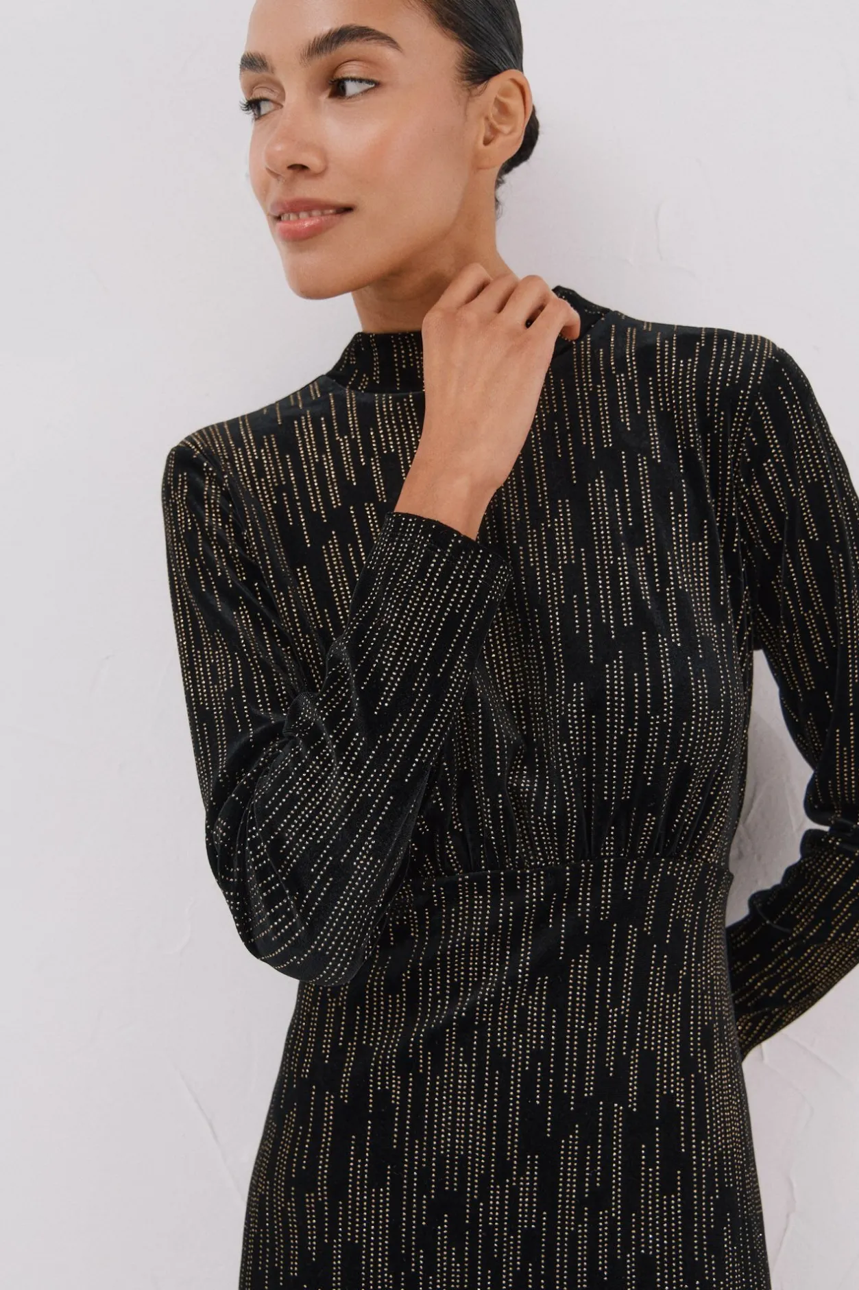 Cortefiel Vestido corto toques brillantes Negro Clearance