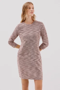 Cortefiel Vestido corto tweed Marr&oacute;n oscuro Discount