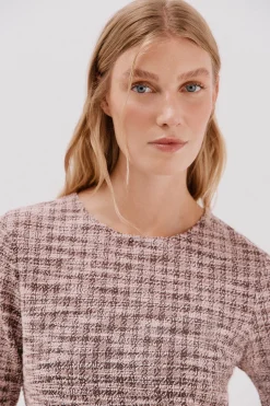 Cortefiel Vestido corto tweed Marr&oacute;n oscuro Discount