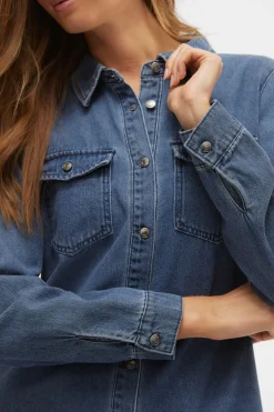 Vero Moda Vestido corto vaquero manga larga Azul Hot