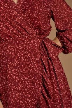 Polín Et Moi Vestido cruzado Nati Estampado granate Outlet