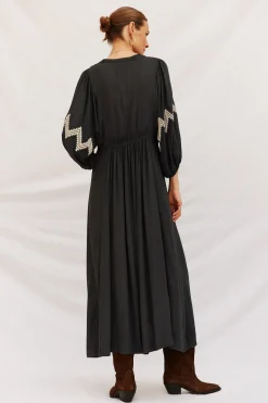 Cortefiel Vestido cuello redondo Gris Discount