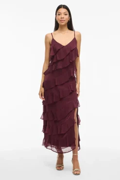 Vila Vestido de fiesta midi con volantes Morado Hot