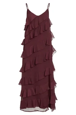 Vila Vestido de fiesta midi con volantes Morado Hot