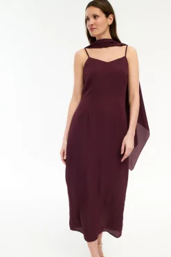 Vila Vestido de gasa con capa Granate Online