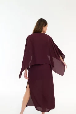 Vila Vestido de gasa con capa Granate Online