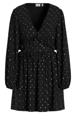Vila Vestido de gasa con lúrex Negro New