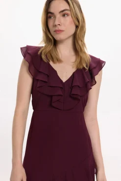 Vila Vestido de gasa midi de fiesta Morado Sale