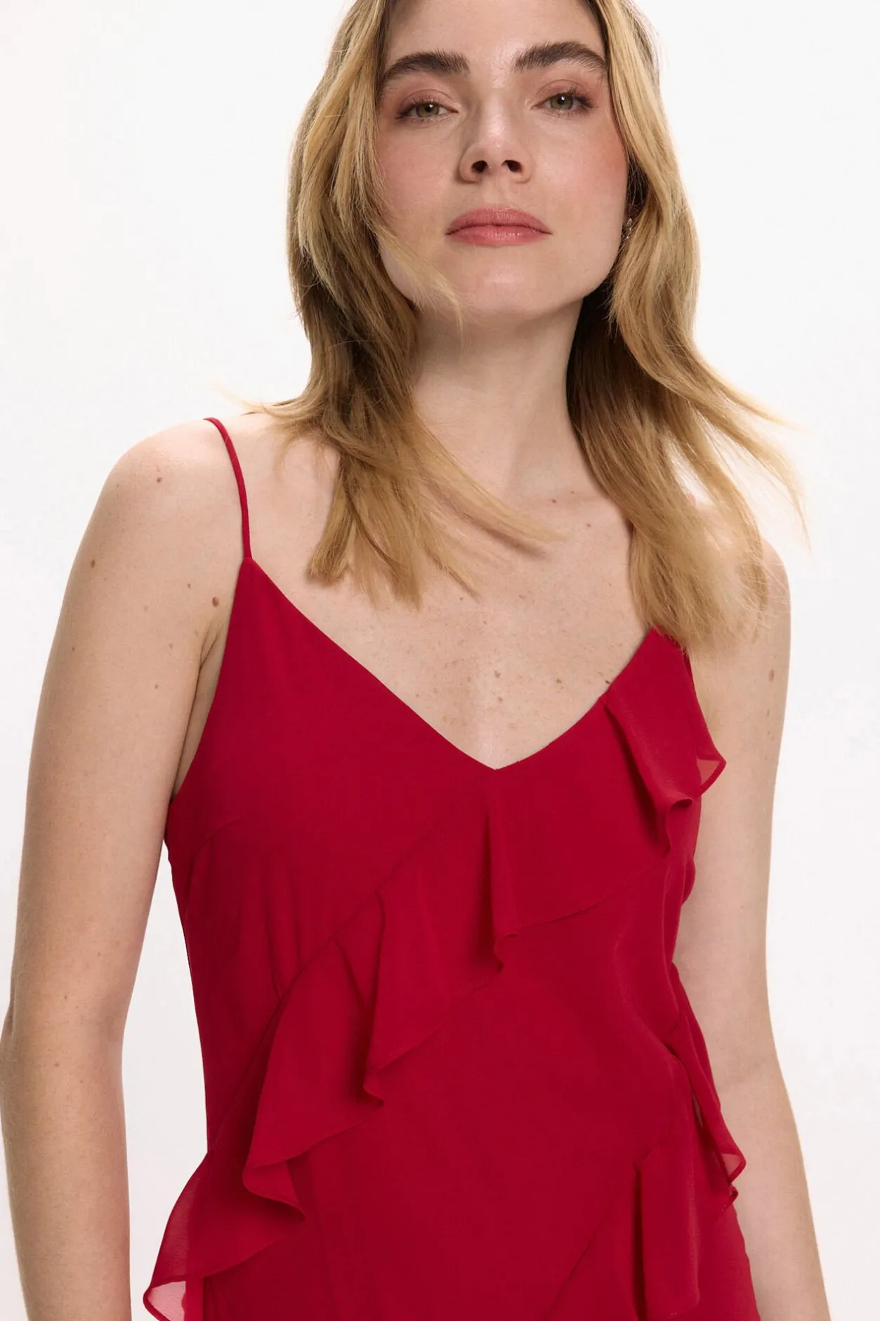 Vila Vestido de gasa midi de fiesta Rojo Clearance