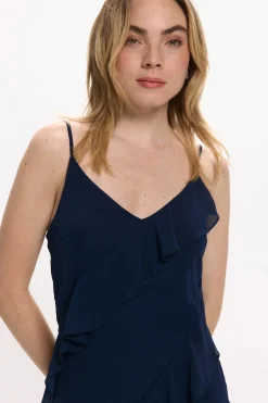 Vila Vestido de gasa midi de fiesta Azul marino