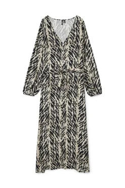 Vero Moda Curve Vestido de manga larga cuello pico Curve Negro