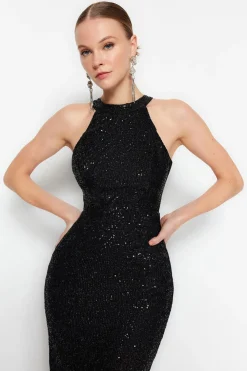 Trendyol Vestido de noche negro Clearance