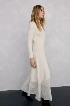 Pedro del Hierro Vestido de punto bajo desagujado Blanco Hot