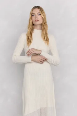 Pedro del Hierro Vestido de punto bajo desagujado Blanco Hot