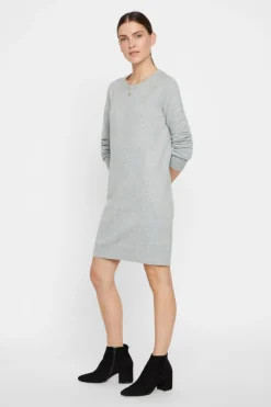 Vero Moda Vestido de punto con cuello redondo Gris Online