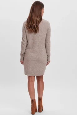 Vero Moda Vestido de punto con cuello redondo Marr&oacute;n Discount
