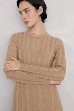 Pedro del Hierro Vestido de punto con ochos Beige Discount