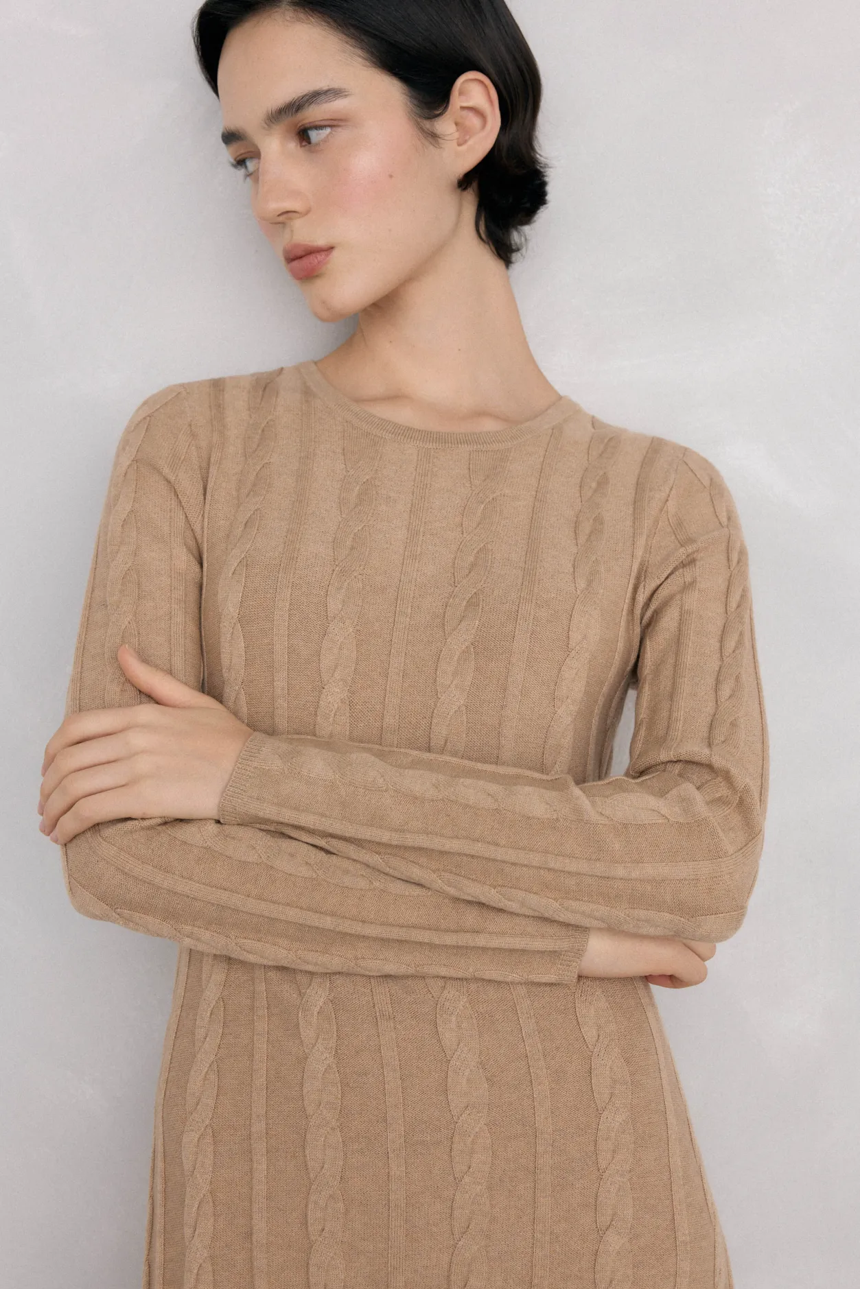 Pedro del Hierro Vestido de punto con ochos Beige Discount