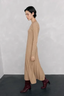 Pedro del Hierro Vestido de punto con ochos Beige Discount