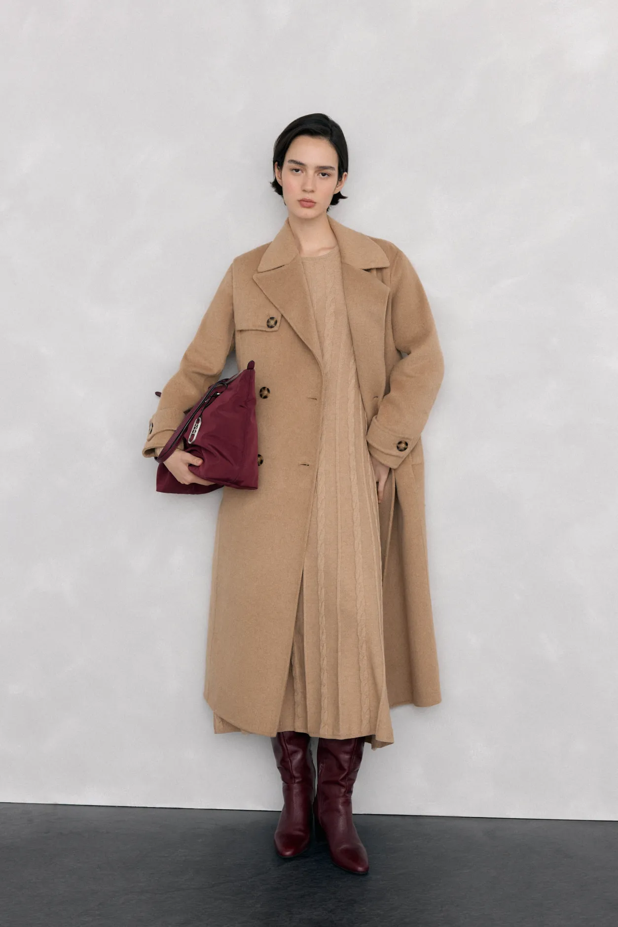 Pedro del Hierro Vestido de punto con ochos Beige Discount