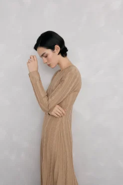 Pedro del Hierro Vestido de punto con ochos Beige Discount