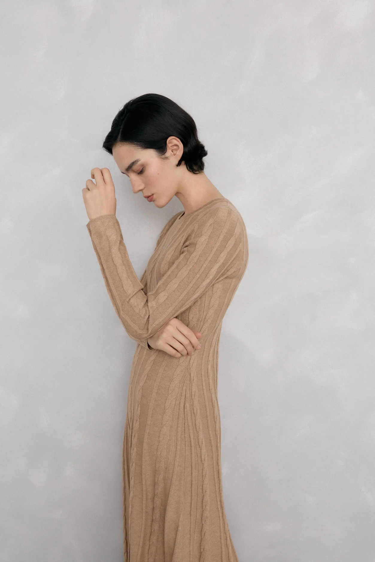 Pedro del Hierro Vestido de punto con ochos Beige Discount