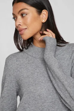 Vila Vestido de punto con viscosa Gris Hot