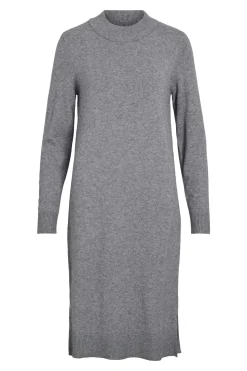 Vila Vestido de punto con viscosa Gris Hot