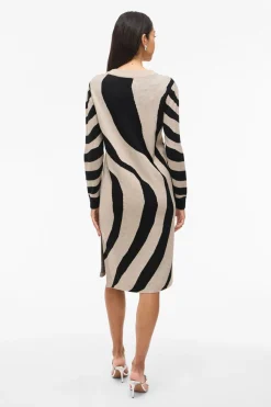 Vila Vestido de punto con viscosa Estampado beige Discount