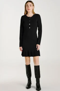 Vila Vestido de punto con viscosa Negro Discount