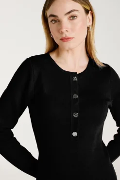 Vila Vestido de punto con viscosa Negro Discount