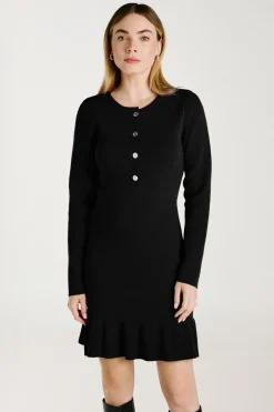 Vila Vestido de punto con viscosa Negro Discount
