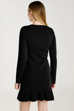 Vila Vestido de punto con viscosa Negro Discount