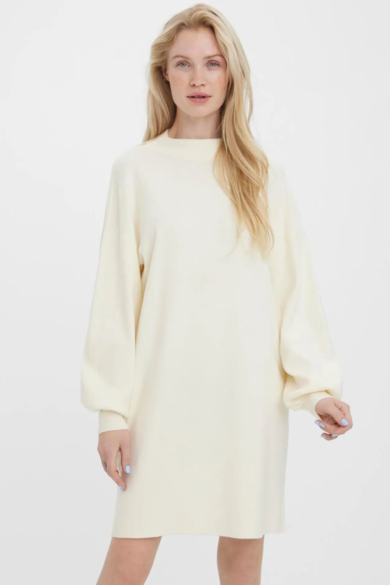 Vero Moda Vestido de punto corto manga larga Beige Online