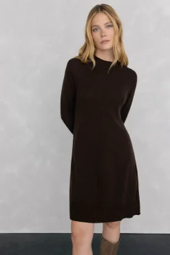 Pedro del Hierro Vestido de punto costura central lana Marr&oacute;n Online