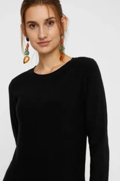 Vero Moda Vestido de punto cuello redondo Negro Sale