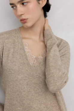 Pedro del Hierro Vestido de punto lencero Beige Clearance