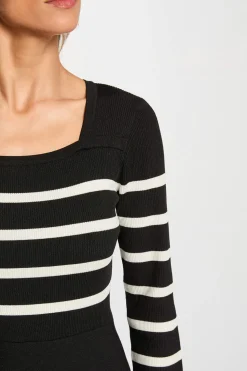 Morgan Vestido de punto tipo trapecio a rayas Negro Clearance