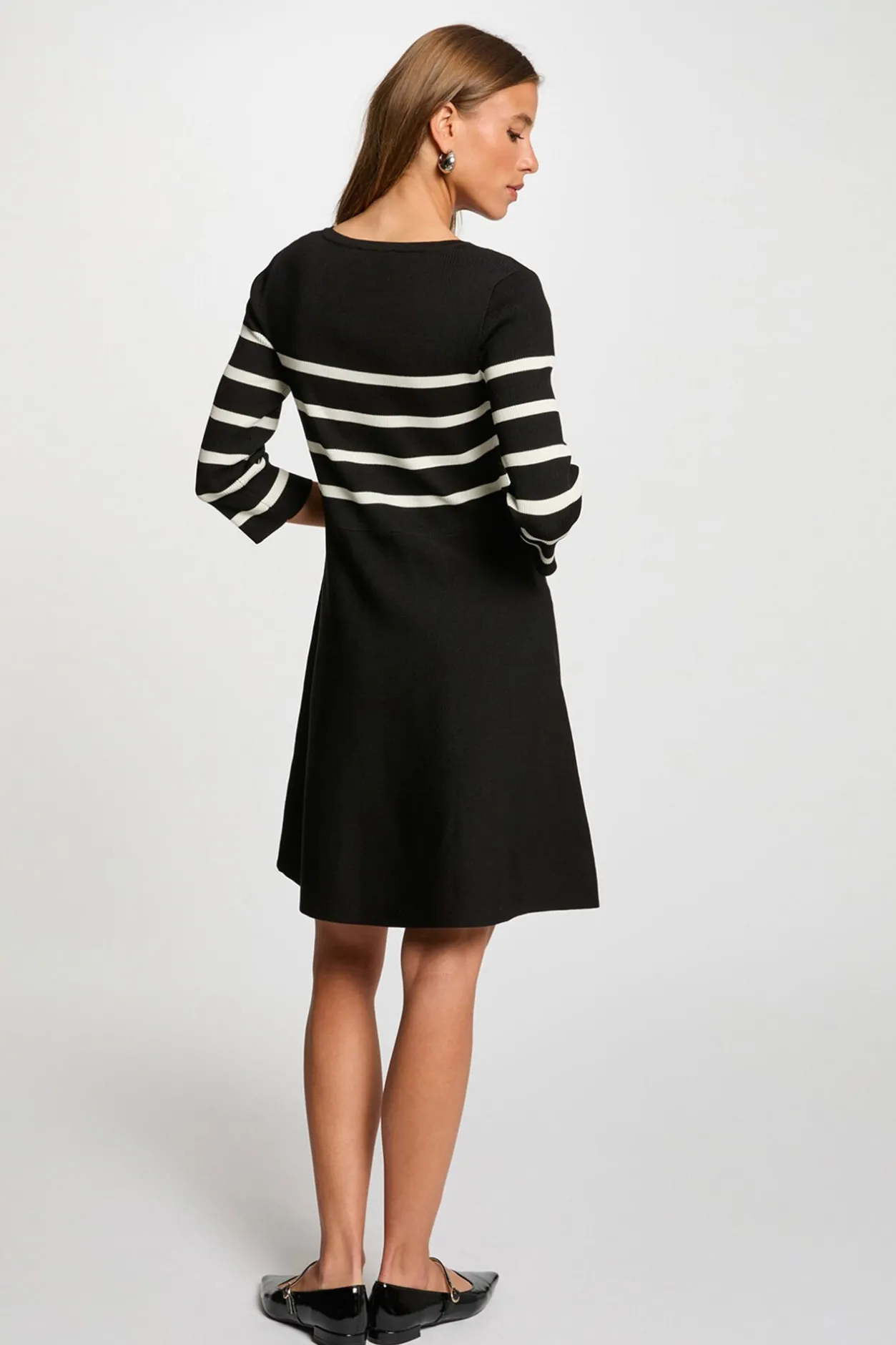Morgan Vestido de punto tipo trapecio a rayas Negro Clearance