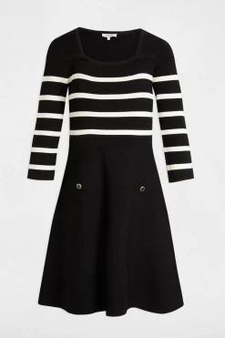 Morgan Vestido de punto tipo trapecio a rayas Negro Clearance